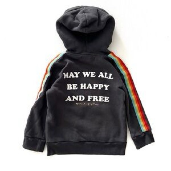 Spiritual Gangster Hoodie Sweatshirt Rainbow “May We All Be Happy And Free” Sz 6 - Picture 2 of 9